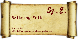 Szikszay Erik névjegykártya